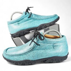 Ferrini Rouge Moc Toe Mid Leather Chukka Boots Women's 8.5B Turquoise 63722-50‎